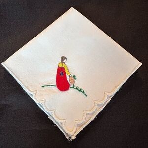 Vintage 50’s Korean Operation Hanky Hand Embroidered Cotton Handkerchief